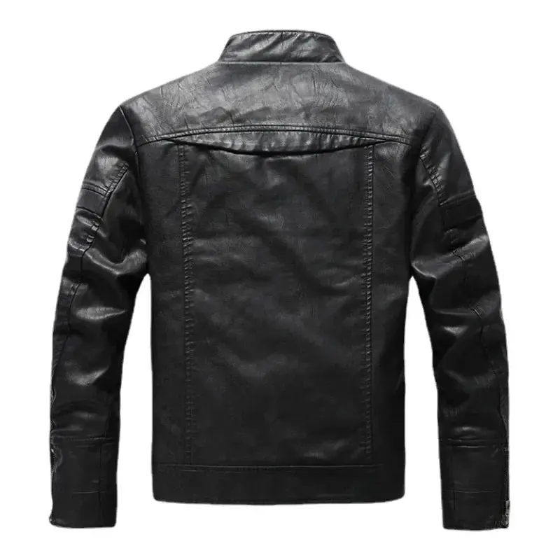 Autumn Winter Fashion Leather Jacket Men Motorcycle Slim Fleece Jackets Coat Male Vintage Casual Motor Biker Faux Leather Jacket 3