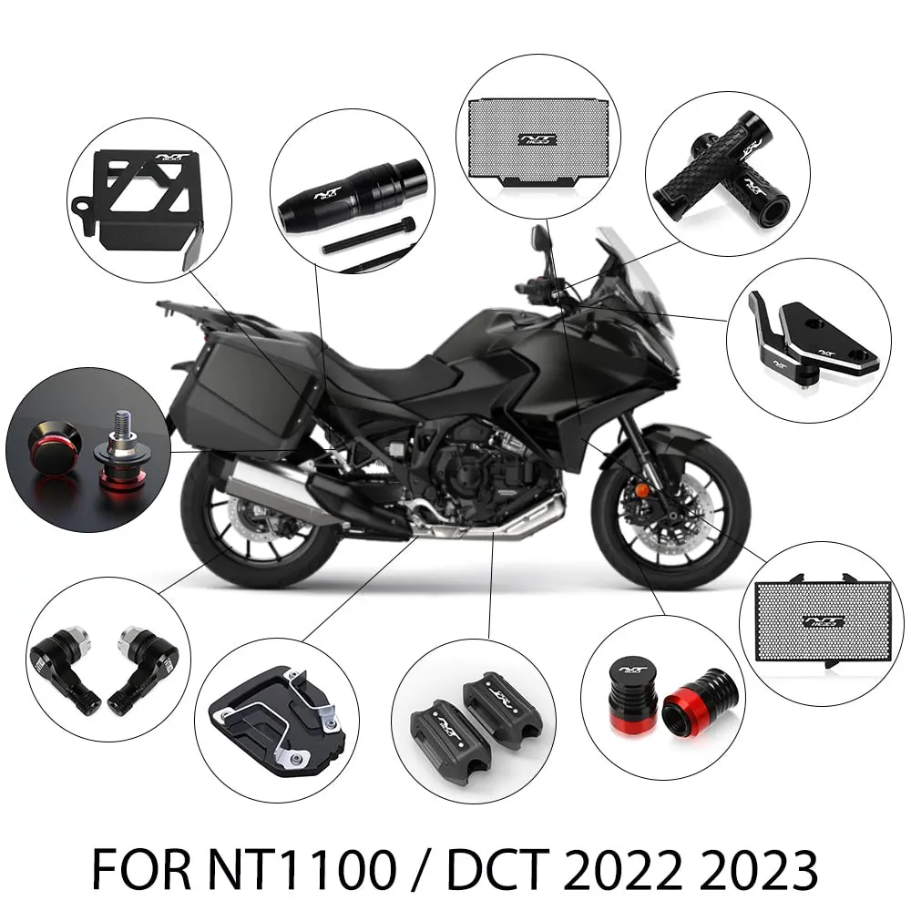 For Honda Nt 1100 /Dct 2022 2023 Motorcycle Protector Radiator Guard Parking Brake Lever Cover Kickstand Extension Crash Protect 1