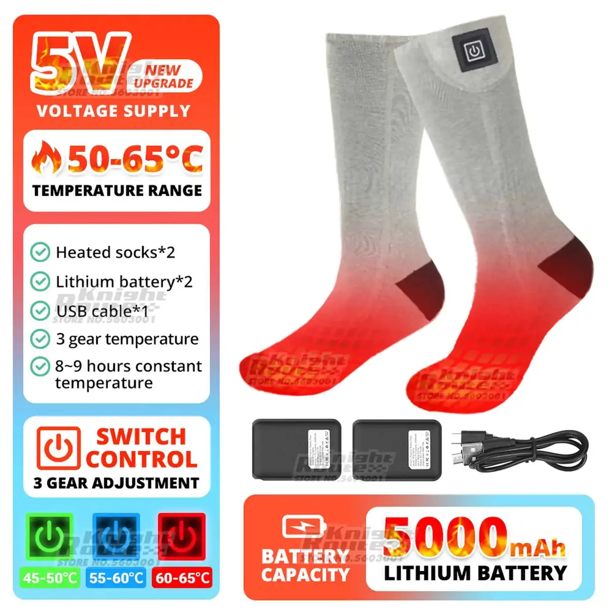 Winter Heated Socks 5000Mah Appcontrol Thermal Socks Women Men Heating Foot Warmer Electric Fever Socks Hiking Ski Warm Outdoor 5