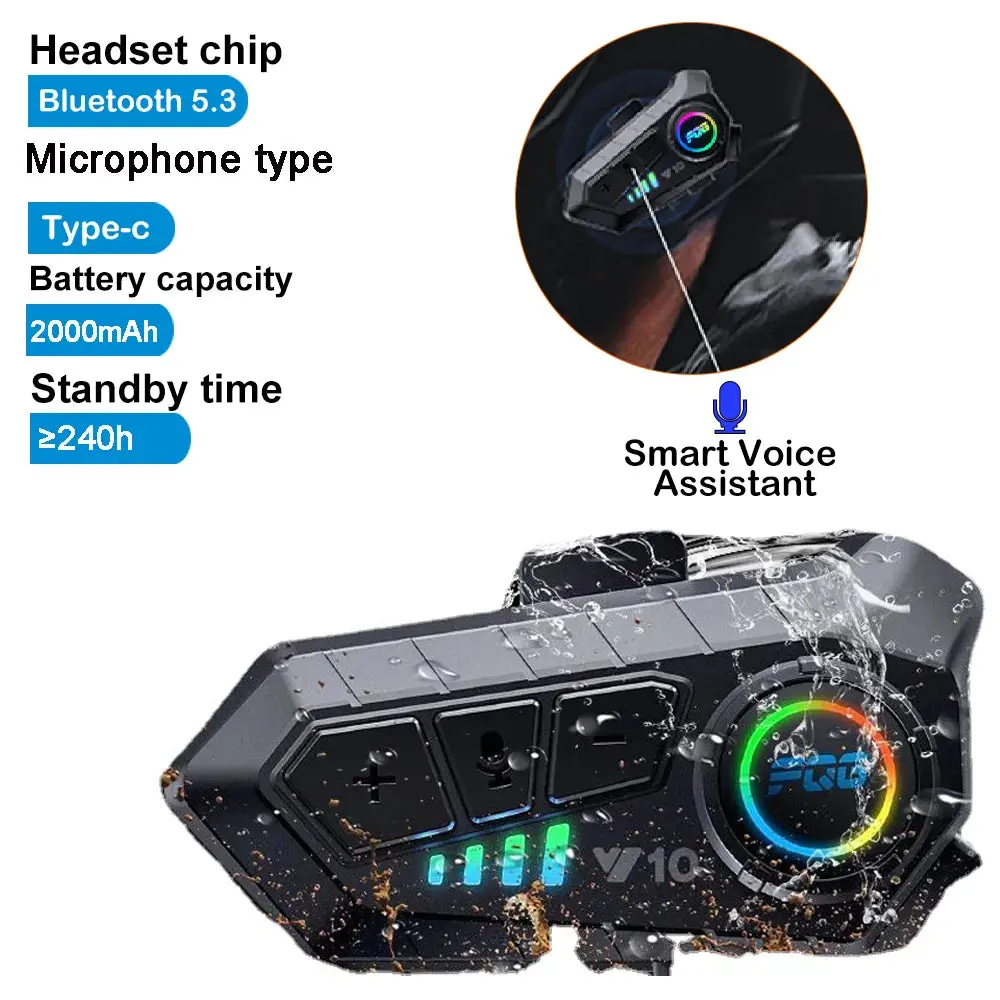 Bluetooth 5.3 Helmet Headset Wireless Hands-Free Call Phone Kit Motorcycle Waterproof Earphone Mp3 Music Player Speaker For Moto 1