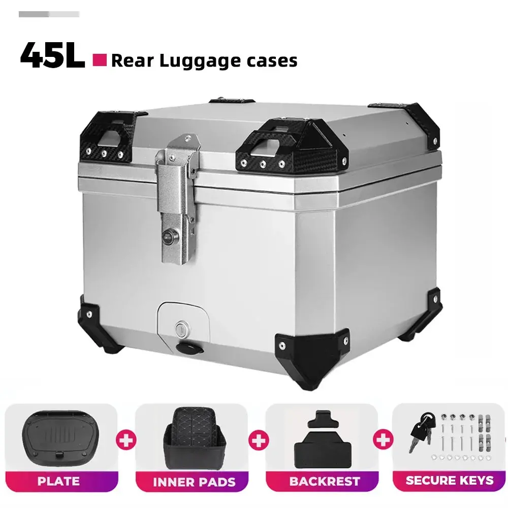 45L Motorcycle Helmet Box Universal Top Tail Rear Luggage Storage Tool Cases Lock For Bmw R1200gs R1250gs R1200gs 1200 Gs Lc Adv 4