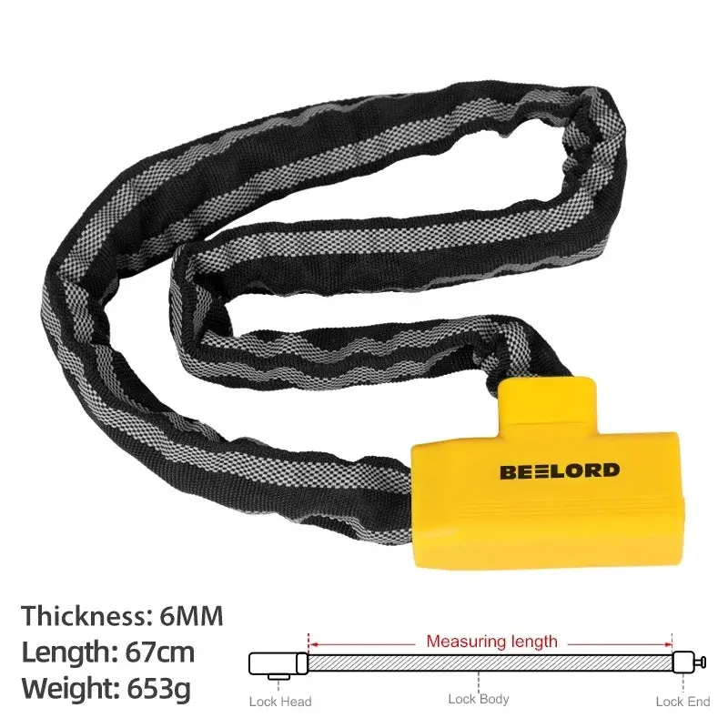 Xunting Bicycle Lock Heavy Duty Bike Chain Lock Anti-Theft Security 6Mm Thick Chain For Motorcycle Door Scooter With 2 Keys 4