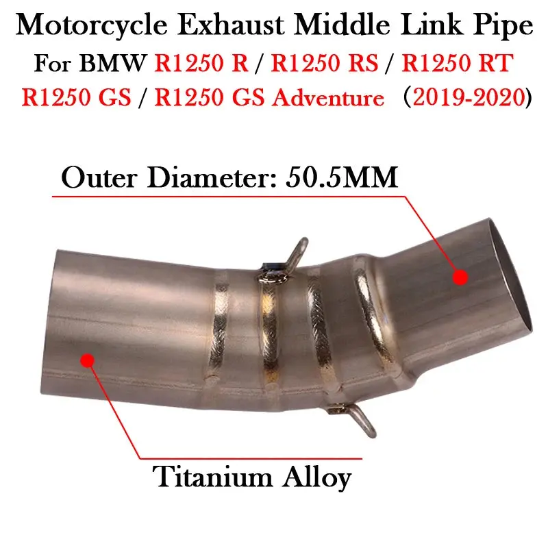 Slip On For Bmw R1250 R 1250 R Rs Rt Gs Adventure 2019 2020 Years Motorcycle Exhaust Titanium Alloy Middle Link Pipe Escape Moto 1