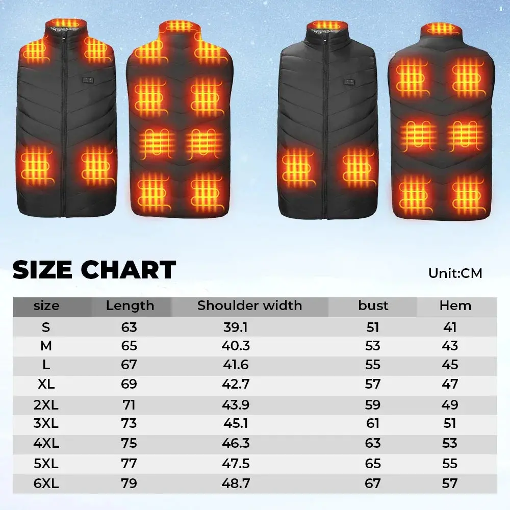 New Men Women Heated Vest Winter Usb Electric Smart Heating Jackets Thermal Heat Clothing Plus Size Hunting Coat 5