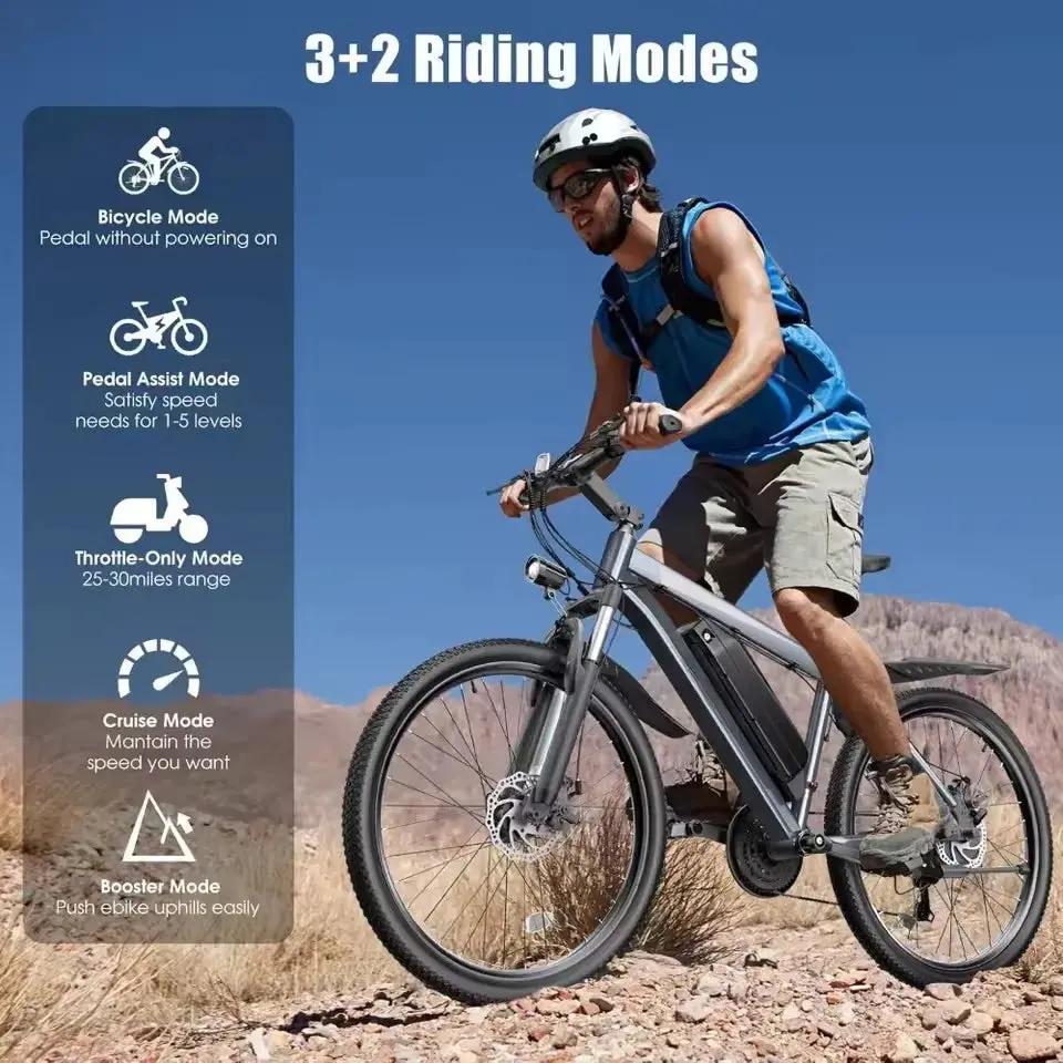 Electric Bike, Peak 1000W Ebike, 26 "Electric Mountain Bike 48V 374.4Wh Battery With Adjustable Stemm, Commuter E Bike 4