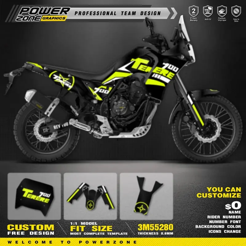 Powerzone For Custom Team Graphics Backgrounds Decals Stickers Kit For Yamaha Tenere T 700 2018-2022 Decals Stickers 002 1