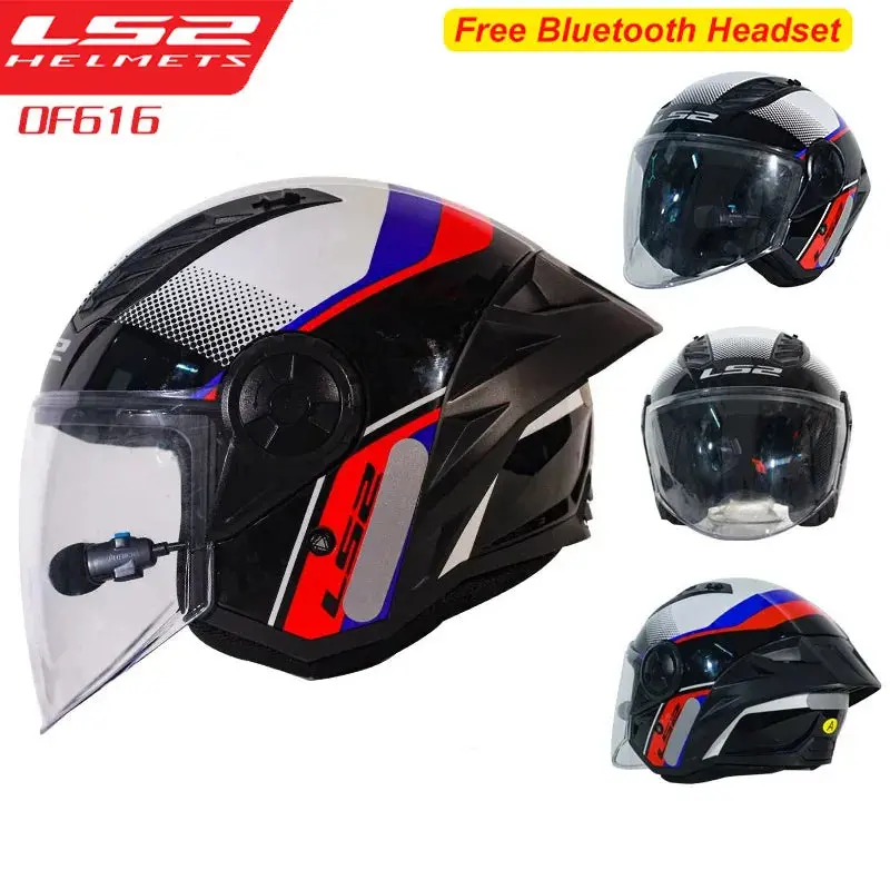 Ls2 Motorcycle Helmet 3/4 Open Face Helmets Capacete Ls2 Of616 Airflow ⅱ Big Tail Wing Jet Scooter Half Helmets Cascos Para Moto 1