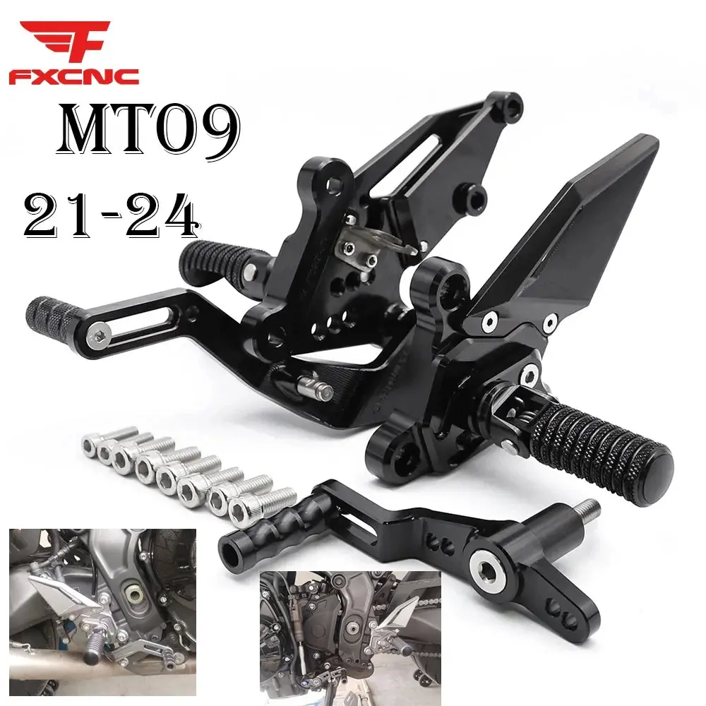 For Yamaha Mt09 Mt 09 V3 Fz09 2021 2022 2023 2024 Motorcycle Rearset Footrest Footpeg Cnc Aluminum Alloy Pedal Foot Peg Rear Set 1