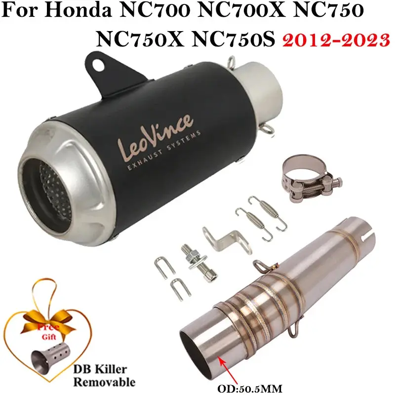 Slip-On Muffler For Honda Nc700 Nc700s Nc700x Nc750 Nc750x Leo Vince Motorcycle Exhaust Escape Moto Db Killer Modify Link Pipe 2