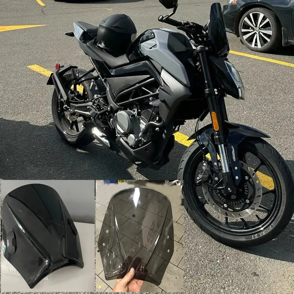 For Cfmoto Cf 300Nk Nk 300 Accessories Moto Nk300 Windscreen Windshield Double Bubble Wind Deflector W/ Bracket Universal Screen 1