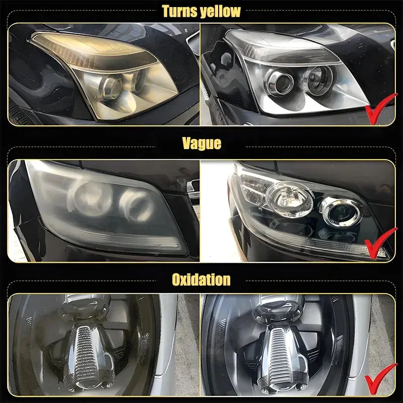 Car Headlight Restoration Fluid - Fast Remove Yellowing & Scratches, Restore Clarity & Shine, Enhance Night Driving Safety 2