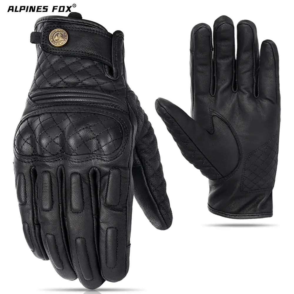 Vintage Motorcycle Gloves Touchscreen Retro Leather Motorbike Glove Men Women Cafe Racer Locomotive Knight Riding Guantes Yellow 9