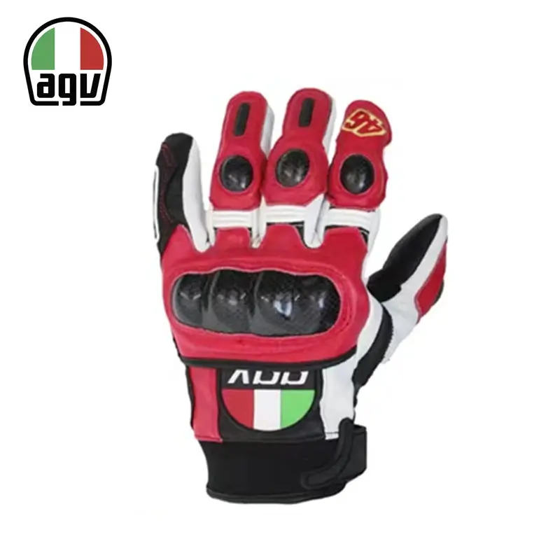 Agv Carbon Fiber Motorcycle Riding Gloves Heavy Locomotive Racing Leather Fall Resistant Gloves Comfortable Cycling Equipment 9