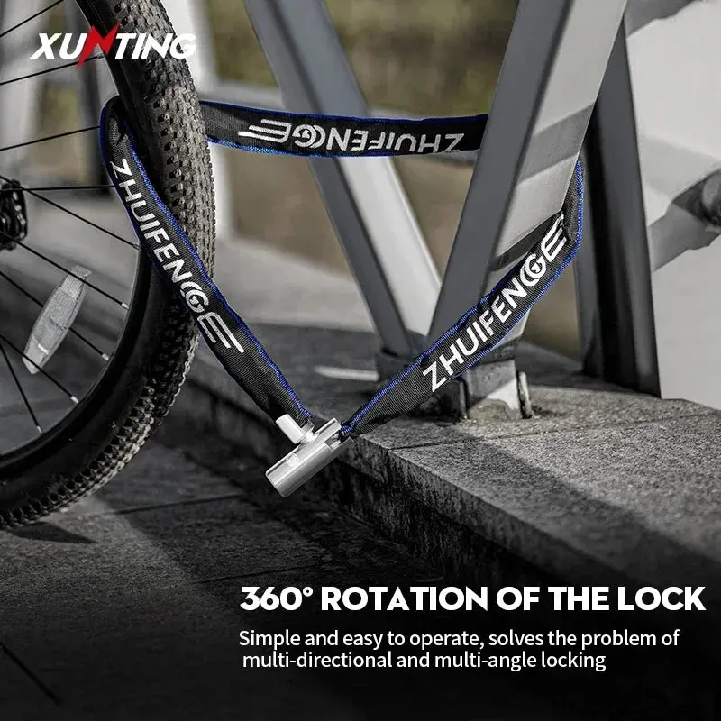 Xunting Bicycle Lock Heavy Duty Bike Chain Lock Anti-Theft Security 6Mm Thick Chain For Motorcycle Door Scooter With 2 Keys 5