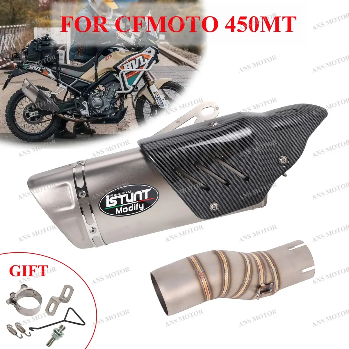 Slip On For Cfmoto 450Mt 2024 Motorcycle Exhaust Tail Pipe Muffler Modify 450Mt Exhaust Escape Moto 1