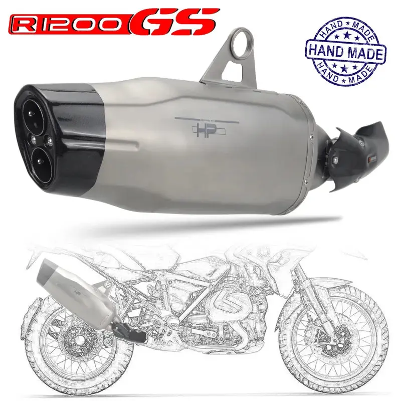 Slip-On For Bmw R1200gs R1250gs Adv Advanture Motorcycle Exhaust Muffler Titanium Allloy Carbon Fiber Handmade Escape E-Mark 1