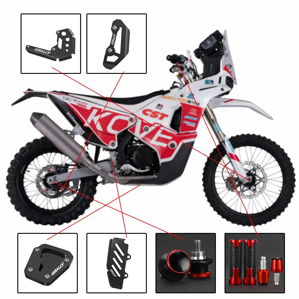 For Kove 450 Rally 450 Rally 2022 2023 2024 Motorcycle Front Caliper Guard & Rear Abs Sensor Guards Cover & Side Stand Enlarge 1
