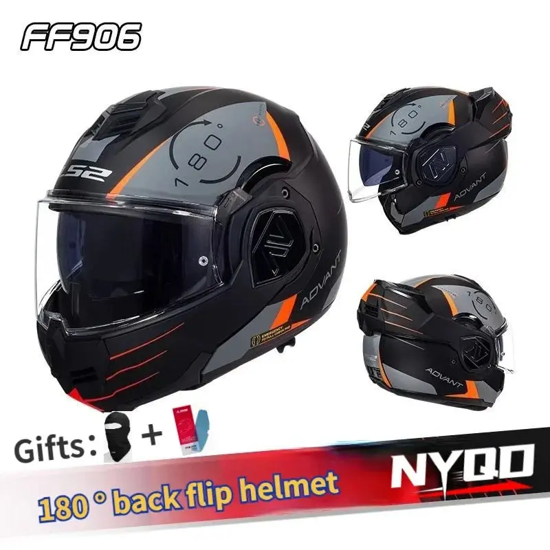 Ls2 Ff906 Advant Flip Up Full Face Helmets Motorcycle Modular Double Visor Helmet Built-In Lens Ece Capacete Casque Casco Moto 1