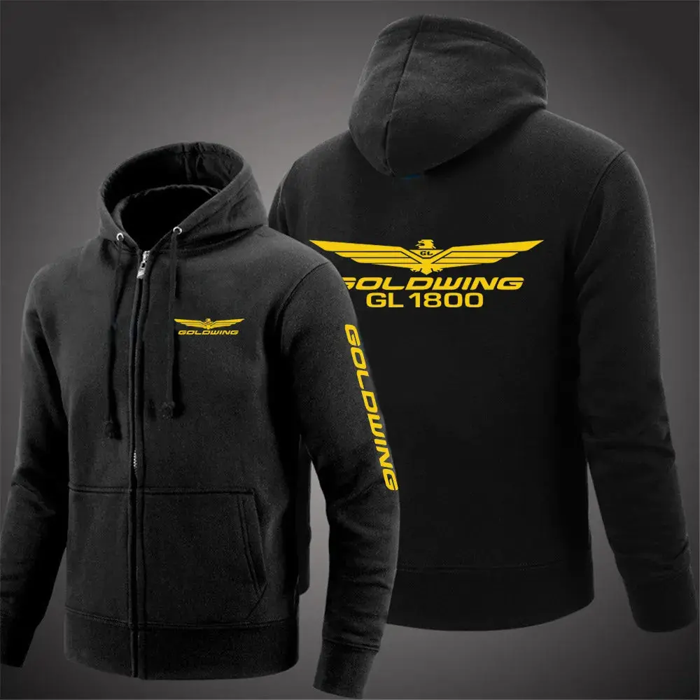 Goldwing Gl1800 Japan Motocycles 2023 Men's New Solid Color Print Hoodie Leisure Sweatshirts Zip Hooded Coats Zipper Jackets Top 1