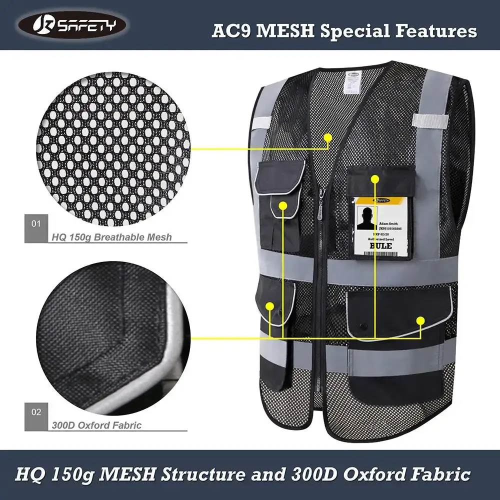 High Visibility Signal Vest Work Safety Jacket Reflective Safety Vest To Work For Men Luminous Vest Fluorescent 3
