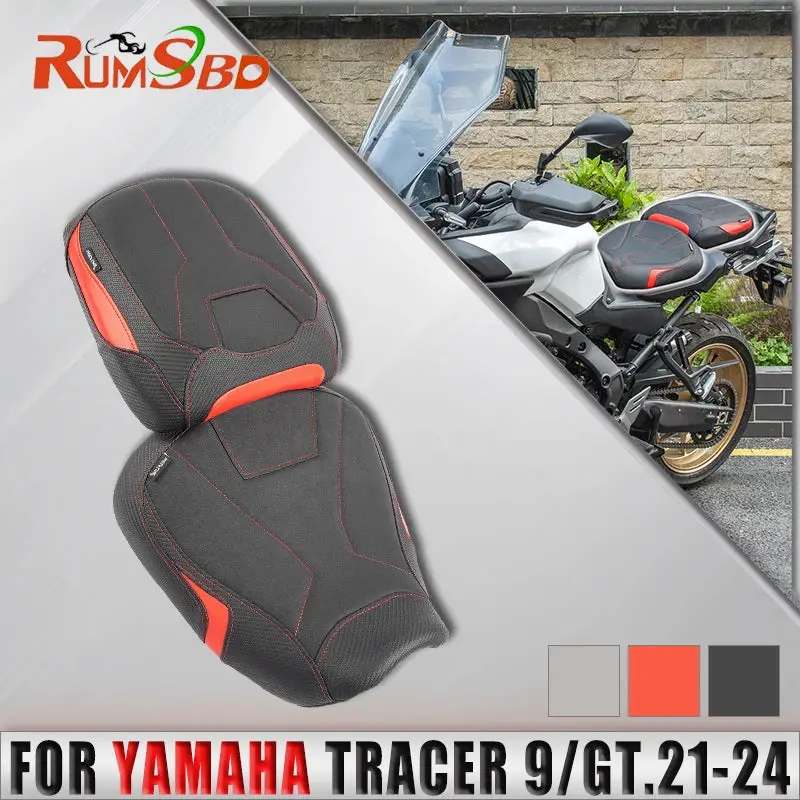 Rumsbd Motorcycle Front Solo Thicken Leather Seat Cover Rear Passenger Cushion Pad For Yamaha Tracer 9/Gt 2021 2022 2023 2024 1