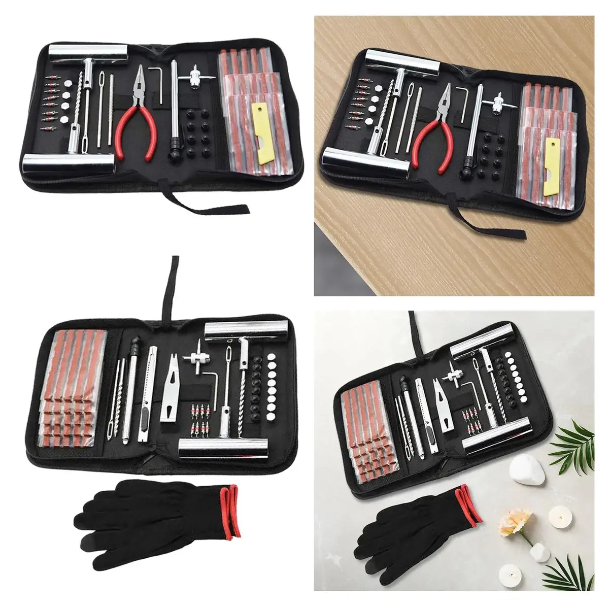 Car Tyre Repair Set Universal Flat Tire Puncture Patch Tool Set With Plugs For Cars Trailers 1