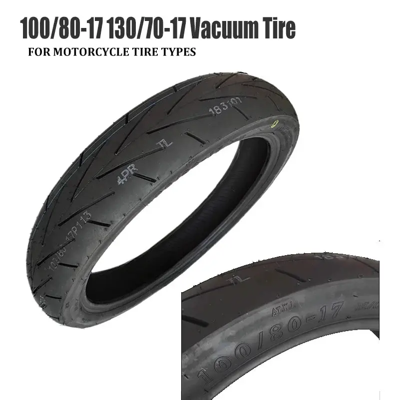 Motorcycle Tire Front 100/80-17 Rear 130/70-17 For Electric Vehicle  Scooter  Vacuum  Parts 1