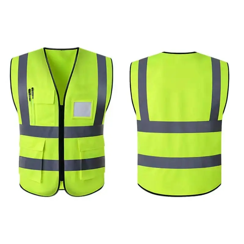 Durable, fluorescent high-visibility safety vest with 360° reflective tape—designed for men working in low-light or hazardous environments. - Image 10