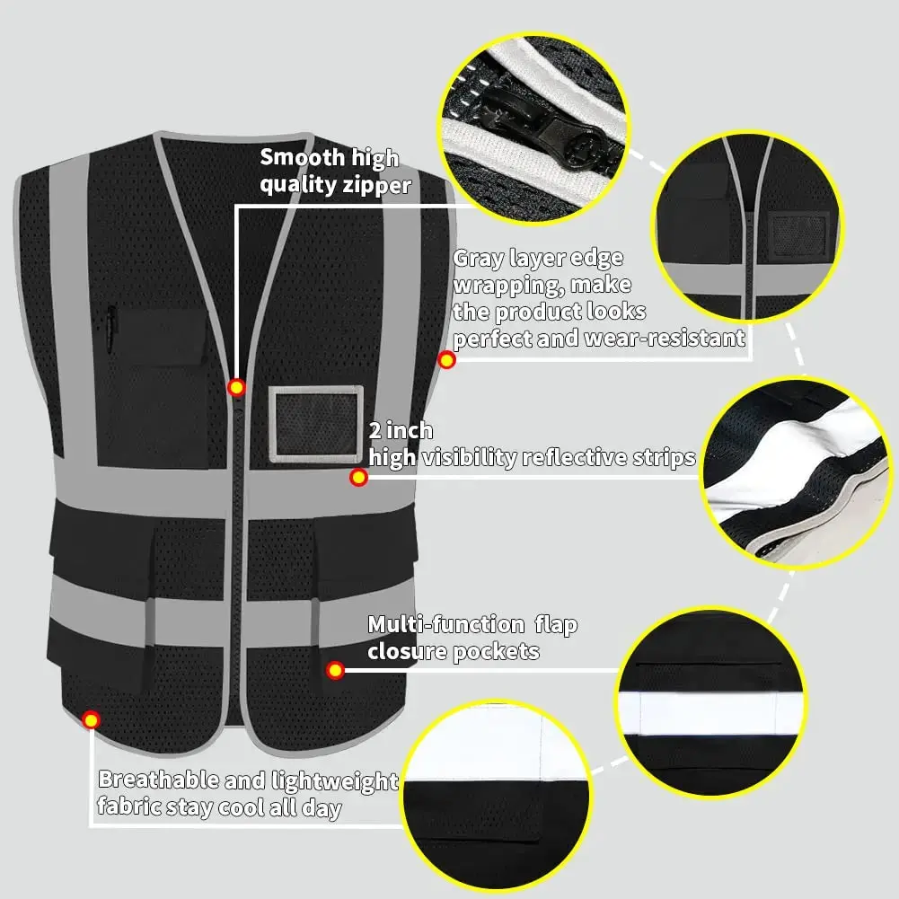High Visibility Signal Vest Work Safety Jacket Reflective Safety Vest To Work For Men Luminous Vest Fluorescent 5