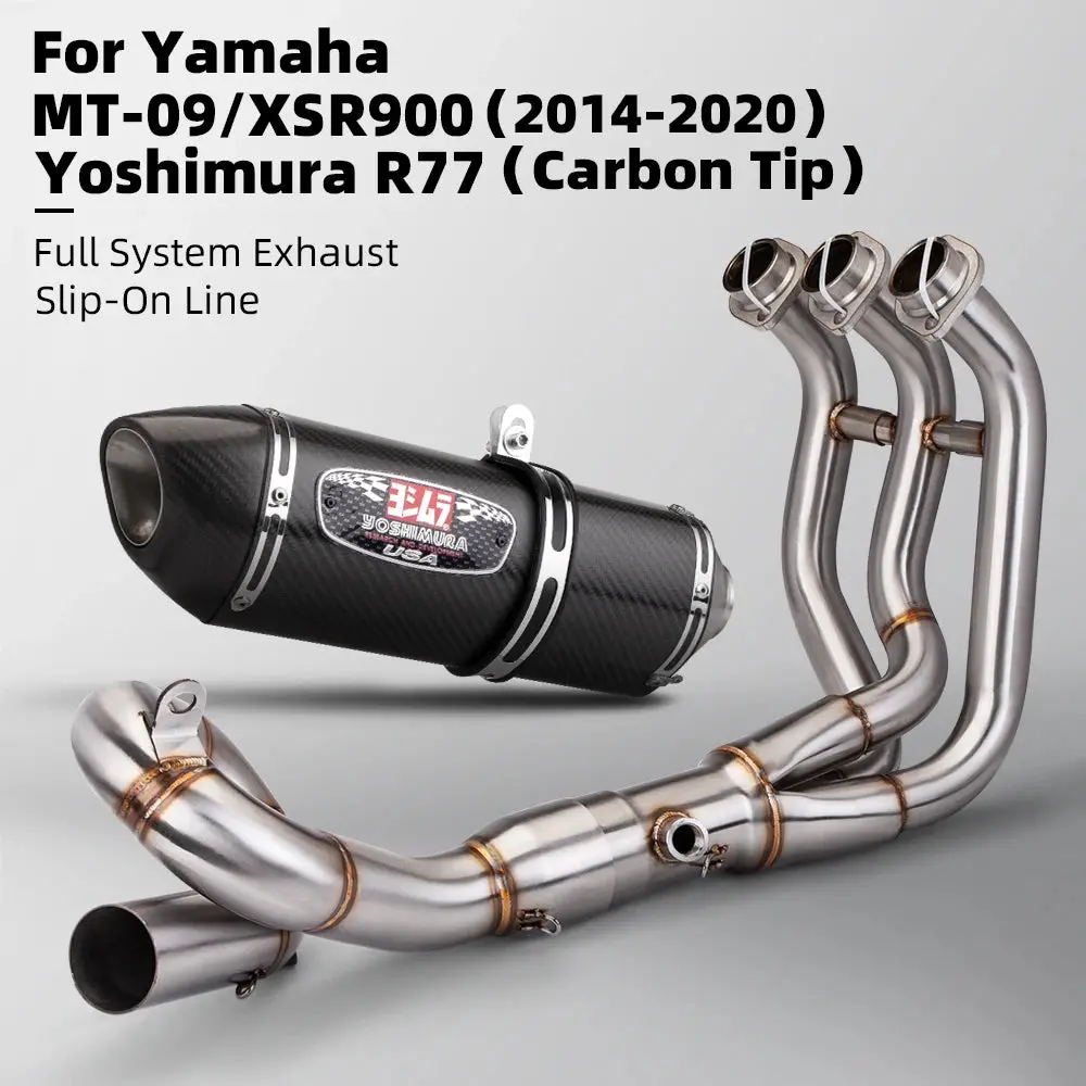 For Yamaha Mt09 Fz09 Xsr900 System Escape Slip On Front Tube Link Pipe Connect Original Full Motorcycle Exhaust System Titanium 1