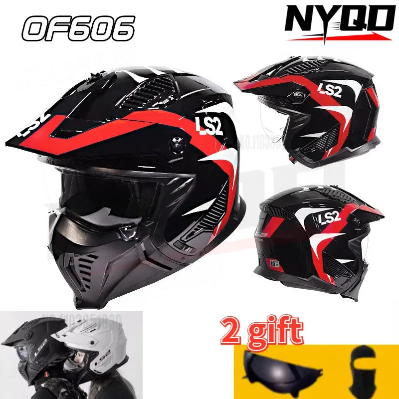 Original Ls2 Of606 Motorcycle Helmet Multipurpose Off-Road Racing Summer Anti-Glare Casco Motocross Motorcycle Flip Helmet 1