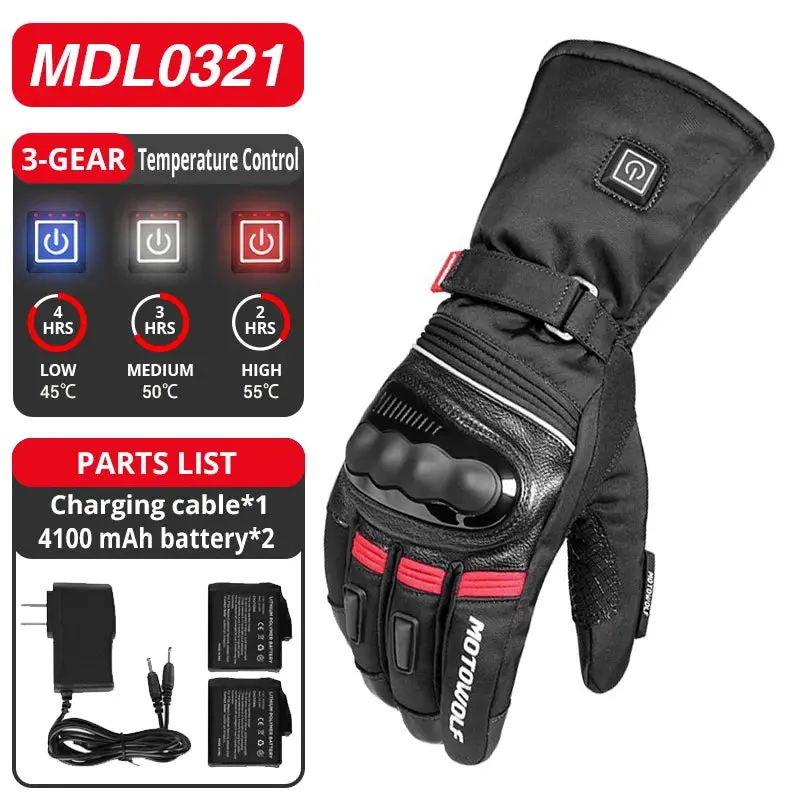 Winter Heated Gloves Motorcycle Warm Waterproof Non-Slip Heated Gloves Skiing Sheepskin Touch Screen Heated Rechargeable Gloves 11