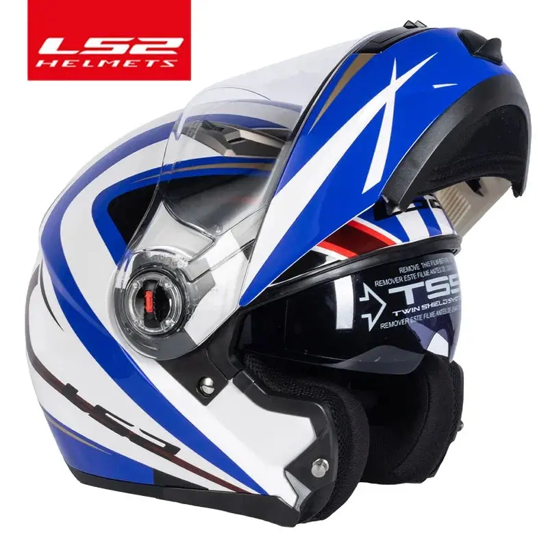 Capacete Original Ls2 Ff370 Flip Up Motorcycle Helmet Ls2 Dual Lens Modular Helmets With Sun Visor Casco Moto 7