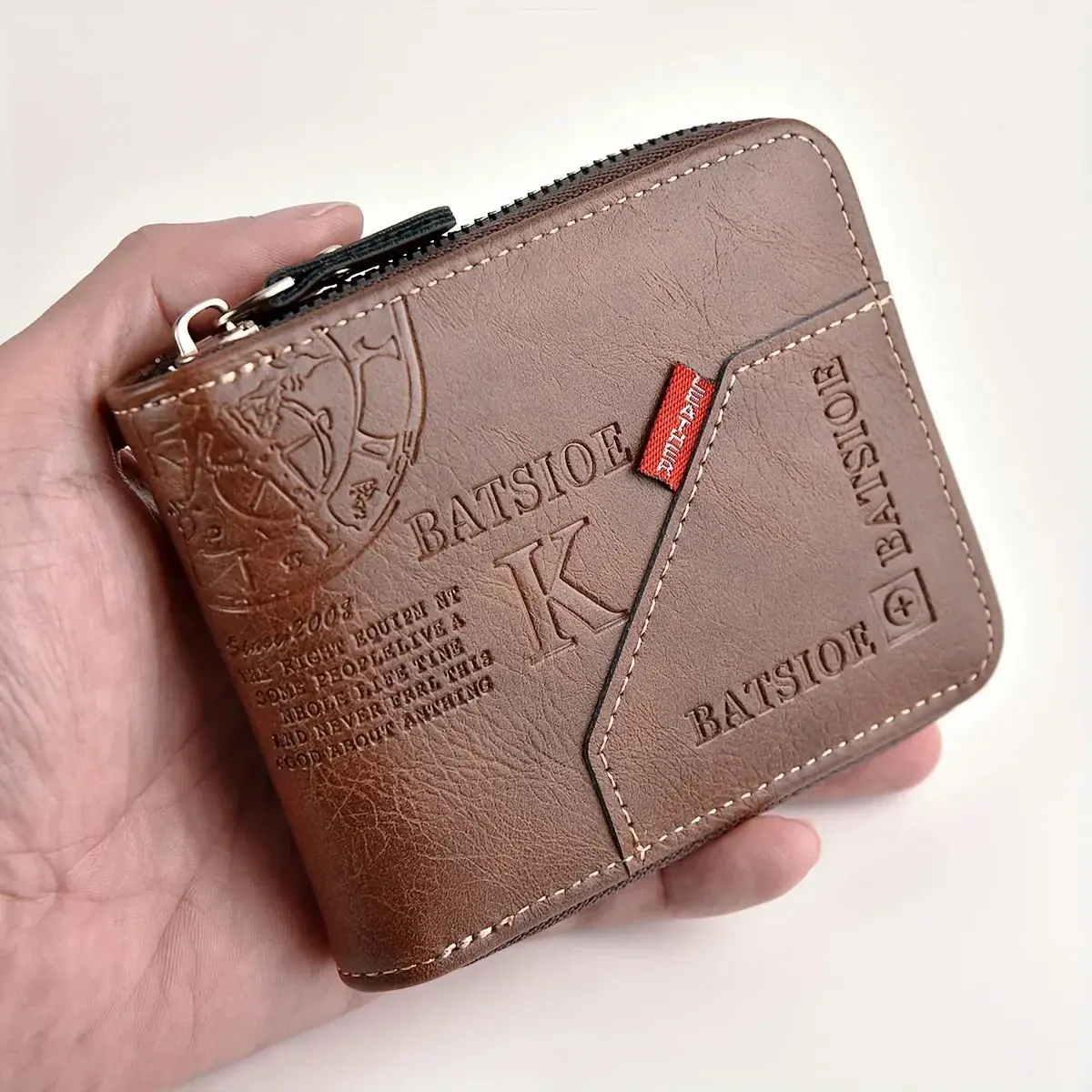 Men's Wallet Made Of Pu Wax Oil Skin Purse For Men Coin Purse Short Male Card Holder Wallets Zipper Around Money Coin Purse 1