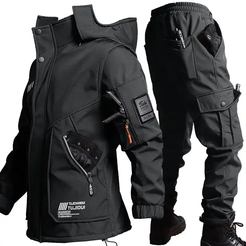 New Winter Velvet Thickened Jacket Suit For Men And Women Windproof And Water-Proof Outdoor Cold-Proof And Warm Work Clothes 1