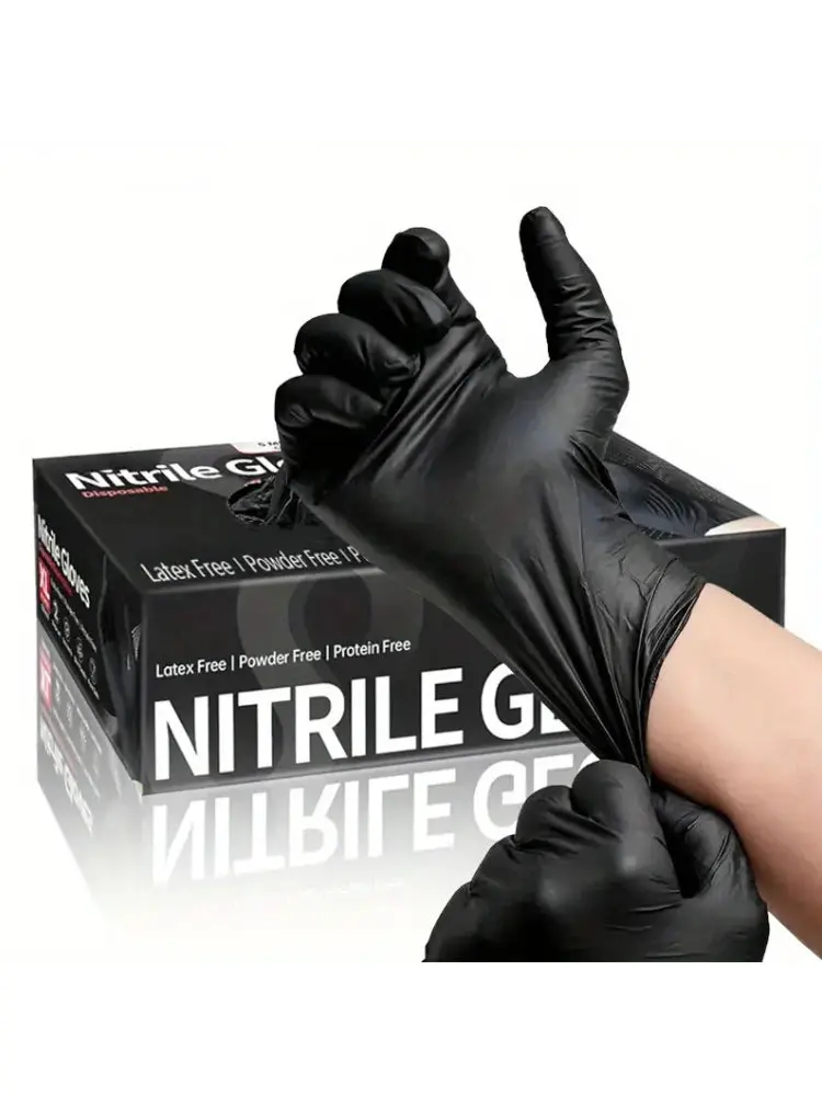 100/50/20Pcs Black Nitrile Gloves Disposable Thick Powder Free Cleaning Gloves Textured Kitchen Household Mechanic Tattoo Gloves 1