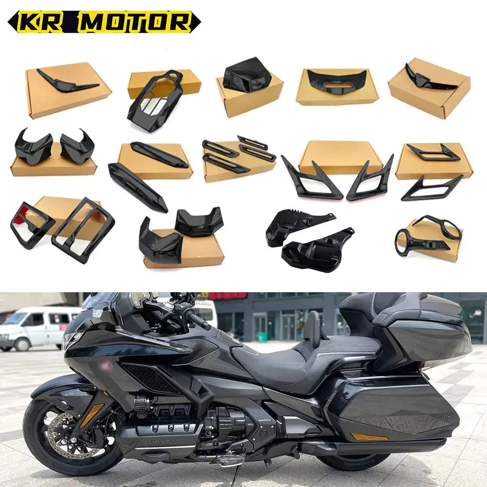 For Honda Goldwing Gl1800 Motorcycle Front Rear Engine Black Chrome Decoration Cover Accessories Fit Gold Wing Gl 1800 2018-2023 1