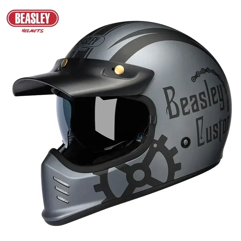 Beasley Dot Ece Approved Vintage Full Face Helmet Motorcycle De Moto Capacete Jet Helmet Motorbike All Seasons 10