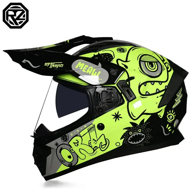 Orz Off-Road Atv Motorcycle Helmet Certified With Brown Lens, Full Face Casco Off-Road Motorcycle Anti Glare 25