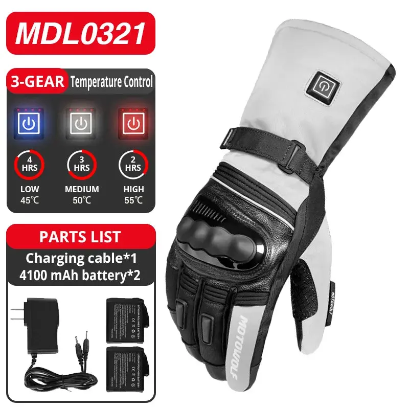 Winter Heated Gloves Motorcycle Warm Waterproof Non-Slip Heated Gloves Skiing Sheepskin Touch Screen Heated Rechargeable Gloves 10