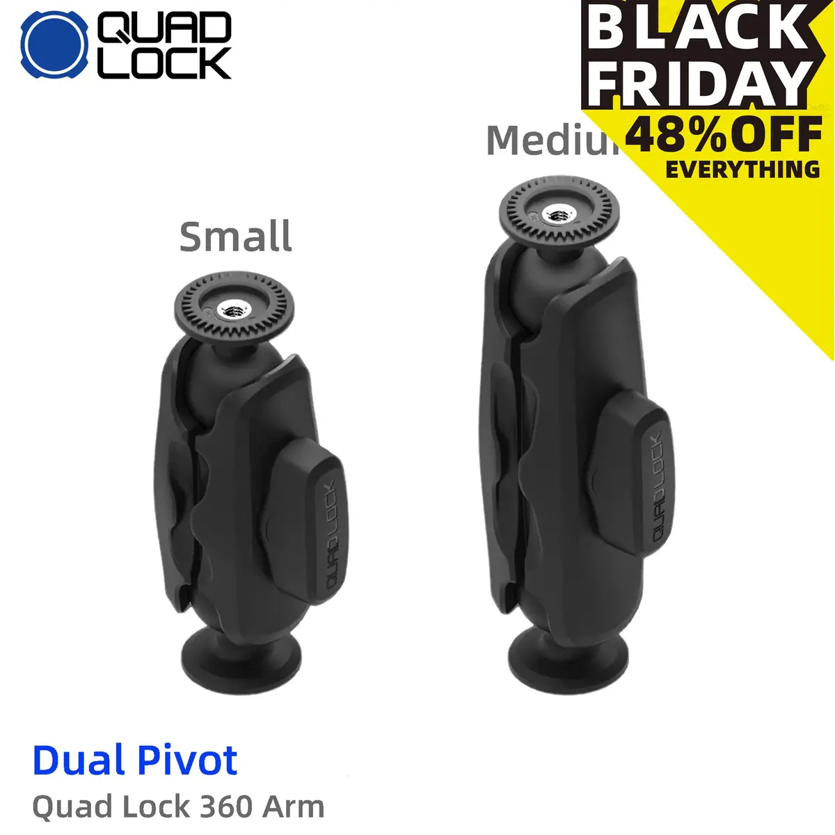 Quad Lock 360 Arm - Dual Pivot Medium Small Mount Motorcycle Accessories For Phone Mounts 1