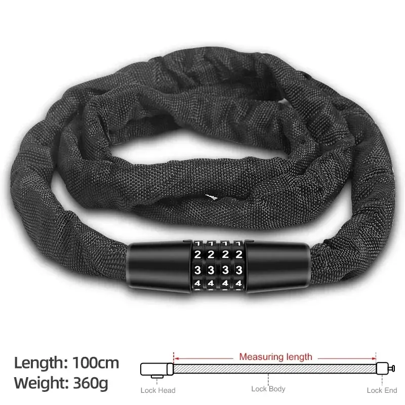 Xunting Bicycle Lock Heavy Duty Bike Chain Lock Anti-Theft Security 6Mm Thick Chain For Motorcycle Door Scooter With 2 Keys 3