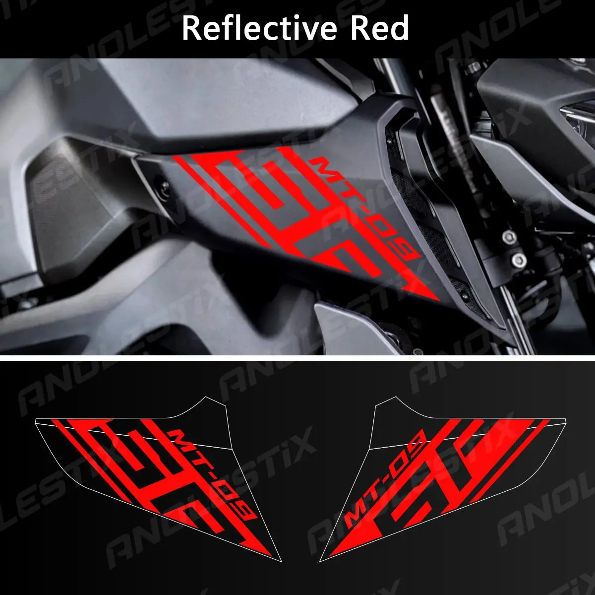 Anolestix Reflective Motorcycle Logo Set Air Inlet Emblem Decals For Yamaha Mt09sp Mt-09Sp 2018 2019 2020 2020 2