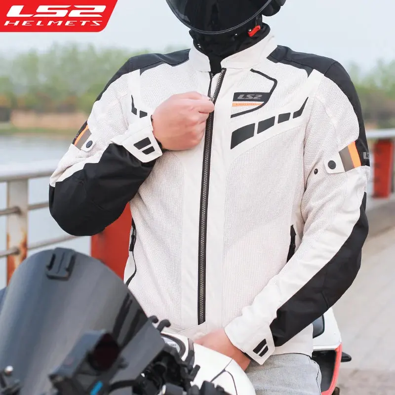 Ls2 Original Motorcycle Jacket Reflective Breathable Anti Fall Motorbike Jacket Men Women Motocross Riding Clothes Racing Jacket 1