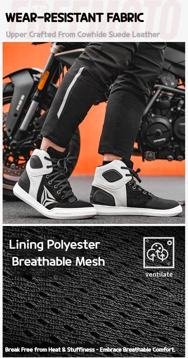 Motowolf Motorcycle Boots Summer Breathable Leather Ventilated Riding Shoes Retro Anti-Slip Off-Road Biker Shoes For Men Women 8