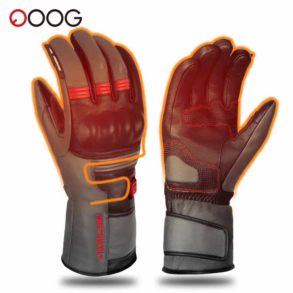 Winter Heated Gloves Motorcycle Warm Waterproof Non-Slip Heated Gloves Skiing Sheepskin Touch Screen Heated Rechargeable Gloves 1