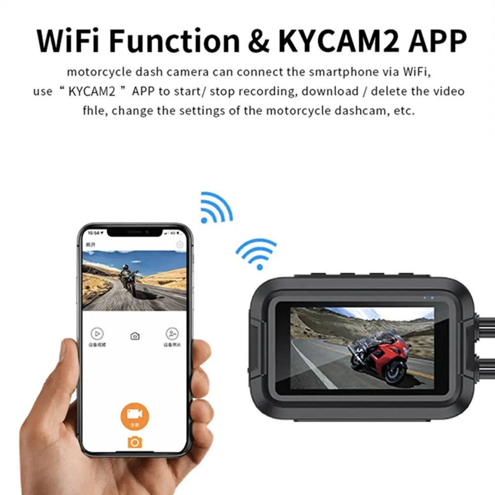 Wifi Motorcycle Dvr Dash Cam 1080P+1080P Full Body Waterproof Moto Camera Front Rear Driving Video Recorder Gps Logger Black Box 4
