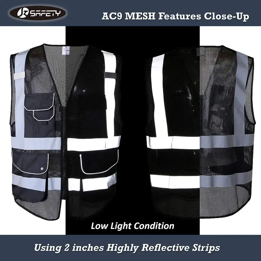 High Visibility Signal Vest Work Safety Jacket Reflective Safety Vest To Work For Men Luminous Vest Fluorescent 4