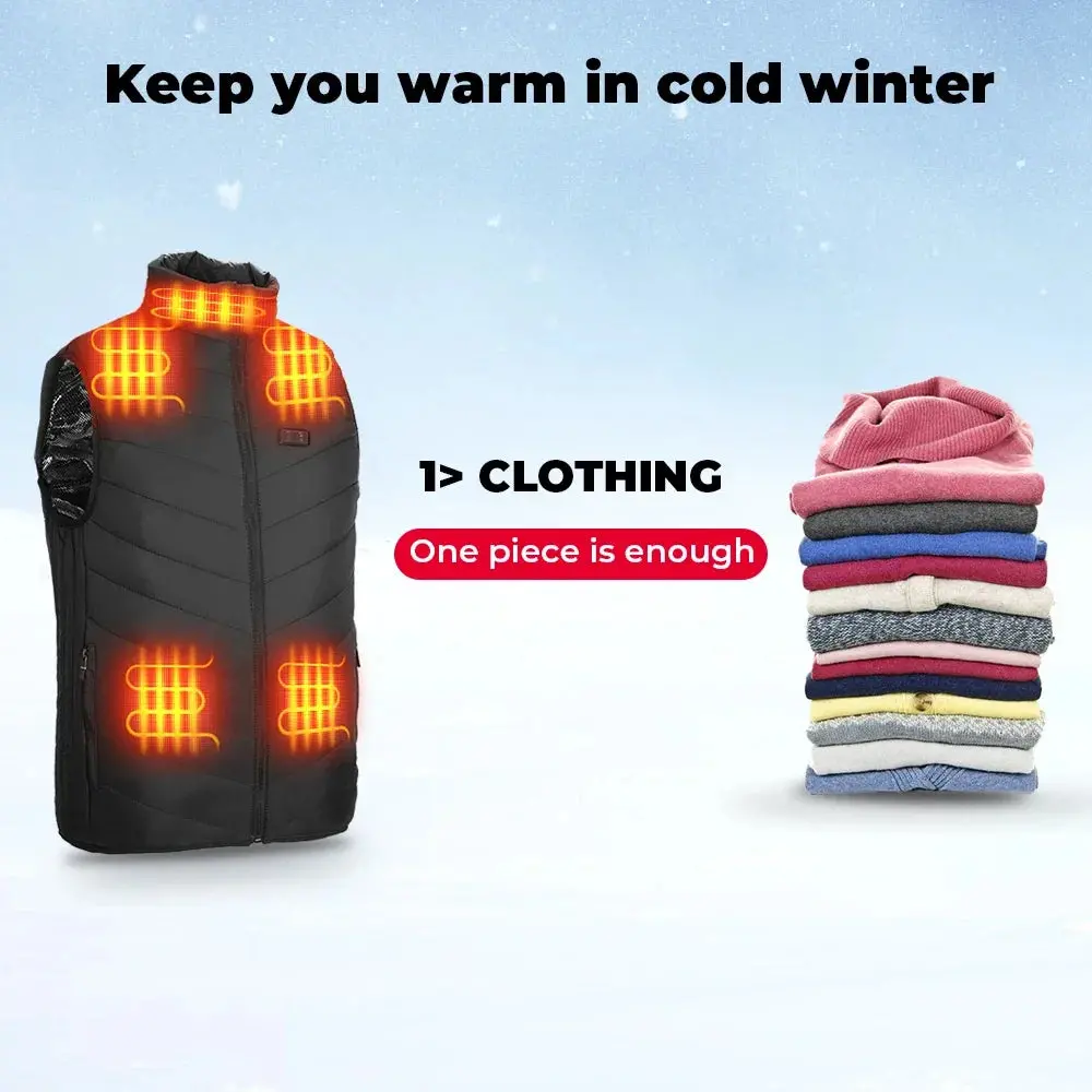 New Men Women Heated Vest Winter Usb Electric Smart Heating Jackets Thermal Heat Clothing Plus Size Hunting Coat 4