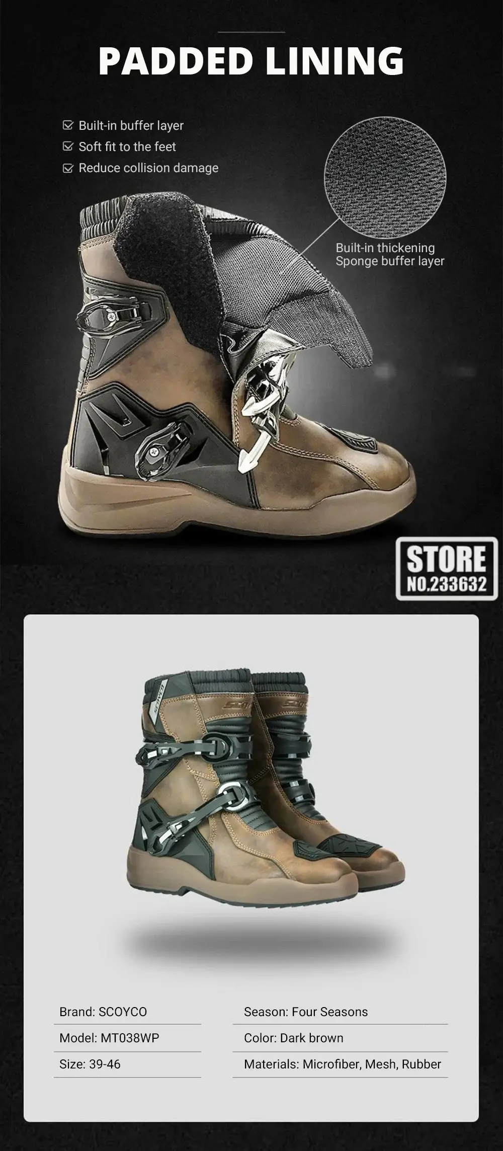Waterproof Motorbike Boots Anti-Slip Motorcycle Boots Wear-Resistant Biker Protection Equipment Anti-Fall Motocross Boot 14